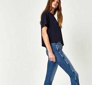 Mavi Adriana distressed mid rise skinny ankle jean raw hem size 25